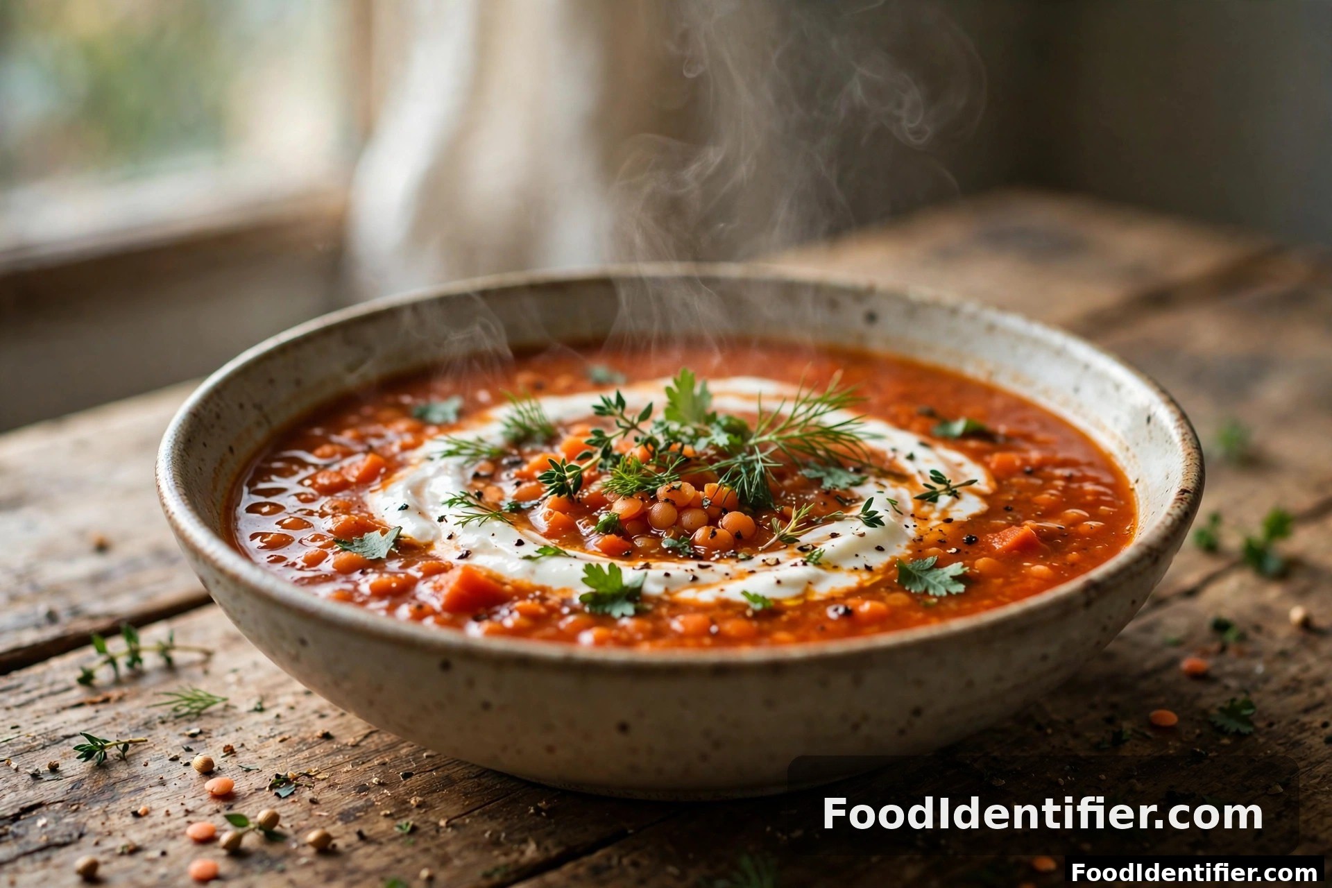 Red lentil soup — high fiber and protein, gentle on slowed GLP-1 digestion.